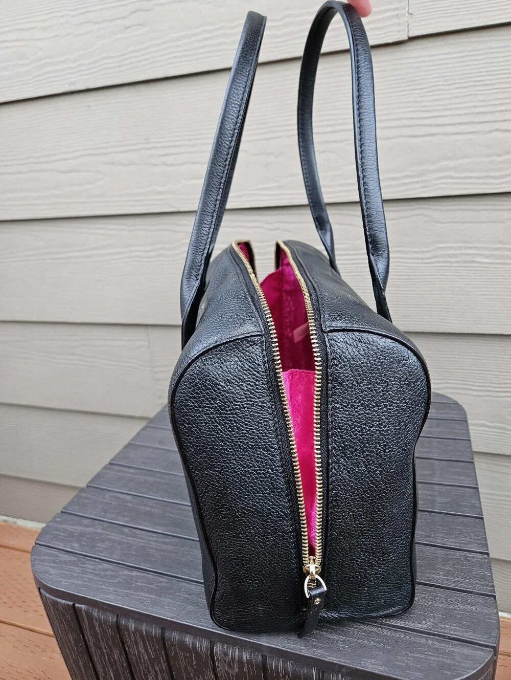 Kate Spade Large Black Handbag Doctor Medic Bag Pebbled Leather Purse Spacious